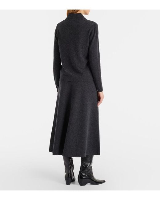Jardin Des Orangers Black Wool And Cashmere Midi Skirt