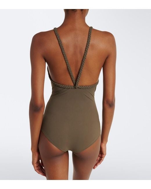 Bottega Veneta Brown Braided-Trim Swimsuit