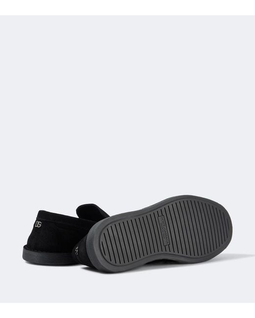 Dolce & Gabbana Black Suede Loafers for men
