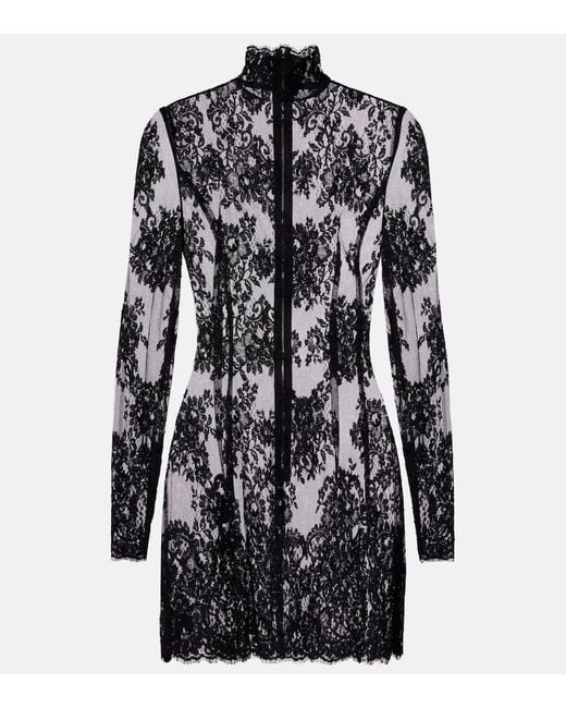 Dolce & Gabbana Black Cord Floral Lace Minidress