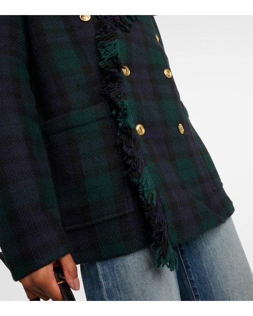 Blazer doppiopetto in lana a quadri di Polo Ralph Lauren in Green