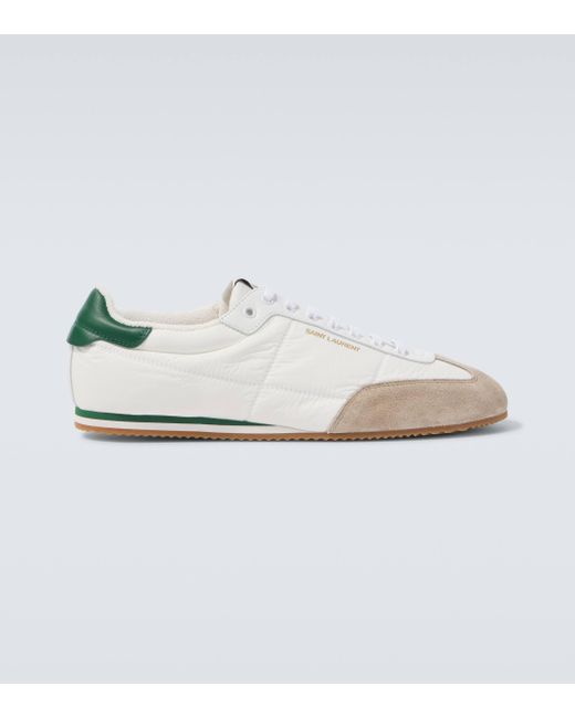 Saint Laurent White Aston Suede-Trimmed Sneakers for men