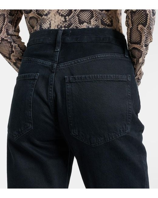 Agolde Black High-Rise Slim Jeans Riley Crop