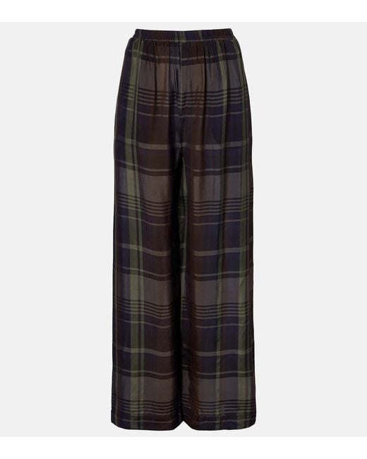 Frankie Shop Black Baxter Checked Wide-Leg Pants