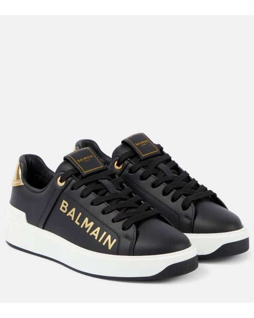 Balmain Black B-court Leather Sneakers