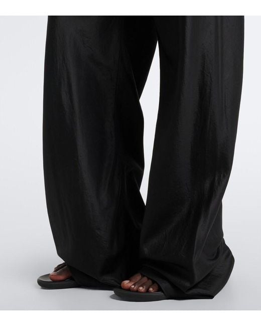 The Row Black Gala Silk Wide-Leg Pants