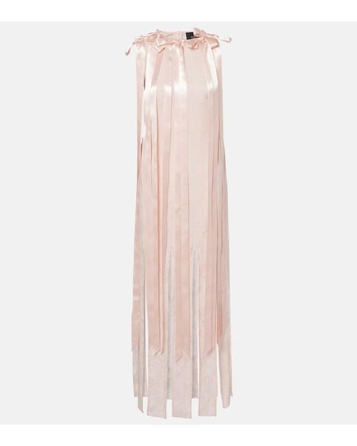 Simone Rocha Pink Bow-Detail Floral Jacquard Maxi Dress
