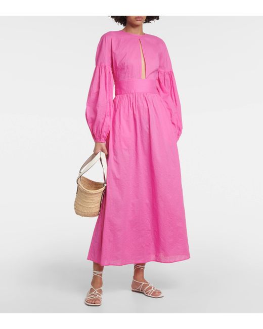Marysia Swim Pink Roset Puff-sleeve Cotton Maxi Dress
