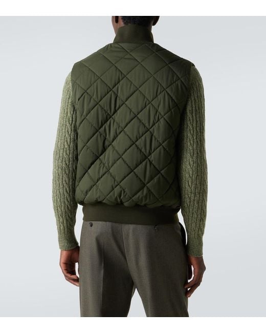 Loro Piana Green Windwish Storm Quilted Vest for men