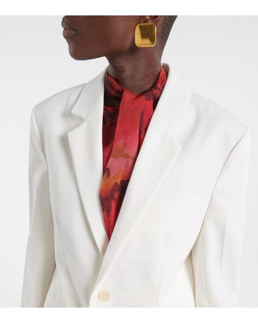 Victoria Beckham White Wool-Blend Blazer