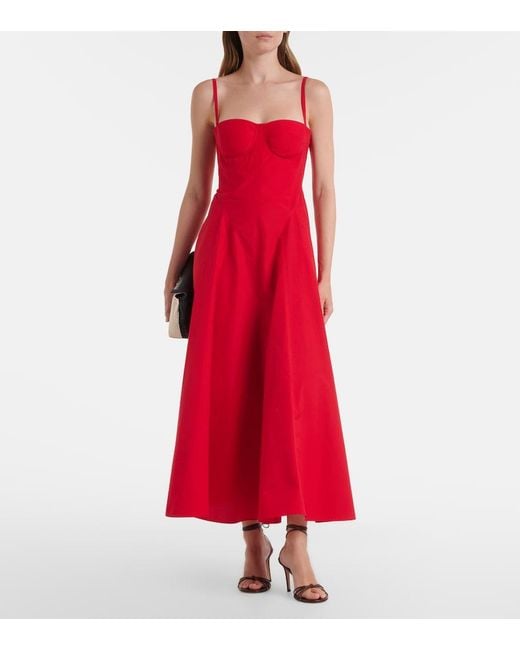 Ralph Lauren Red Marigot Cotton-Blend Midi Dress