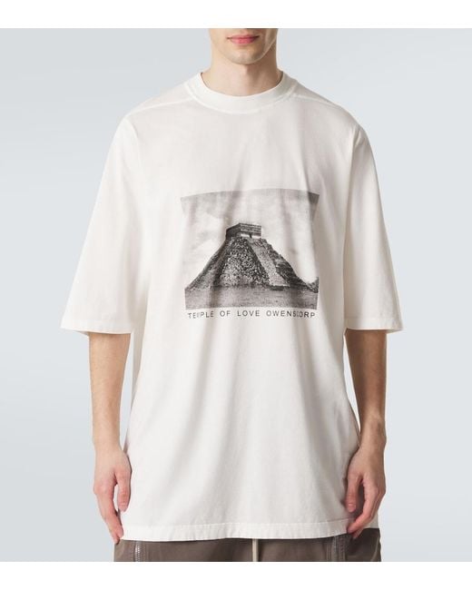 Rick Owens White Drkshdw Jumbo Printed Cotton Jersey T-Shirt for men
