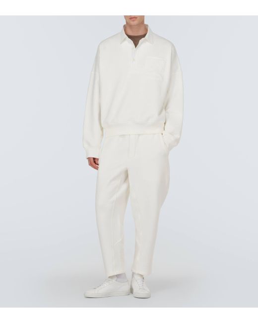 The Row White Dende Cotton-blend Terry Polo Sweatshirt for men