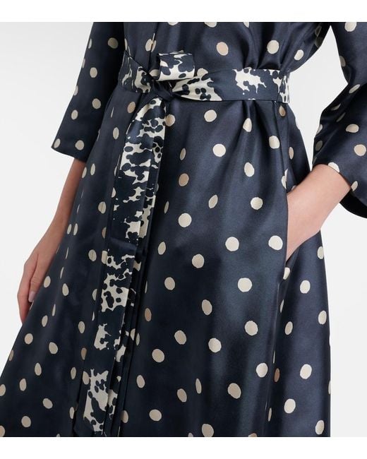 Max Mara Blue Leva Polka-Dot Silk Twill Shirt Dress