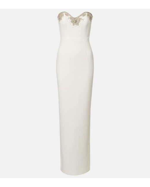 Rebecca Vallance White Bridal Melva Embellished Crepe Gown