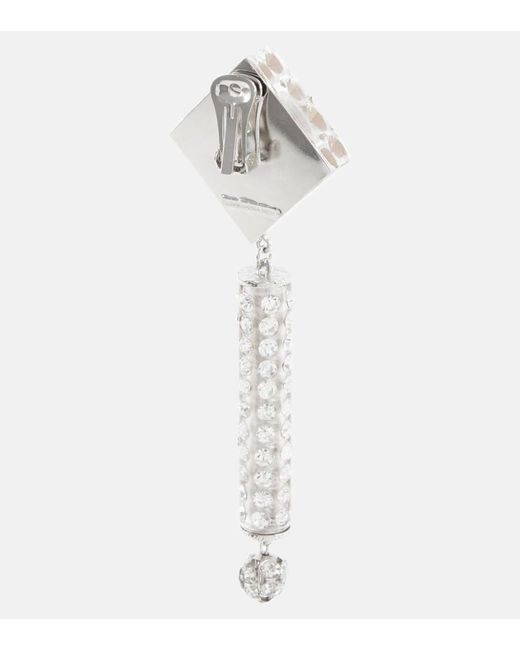 Orecchini pendenti a clip con cristalli di Alessandra Rich in White