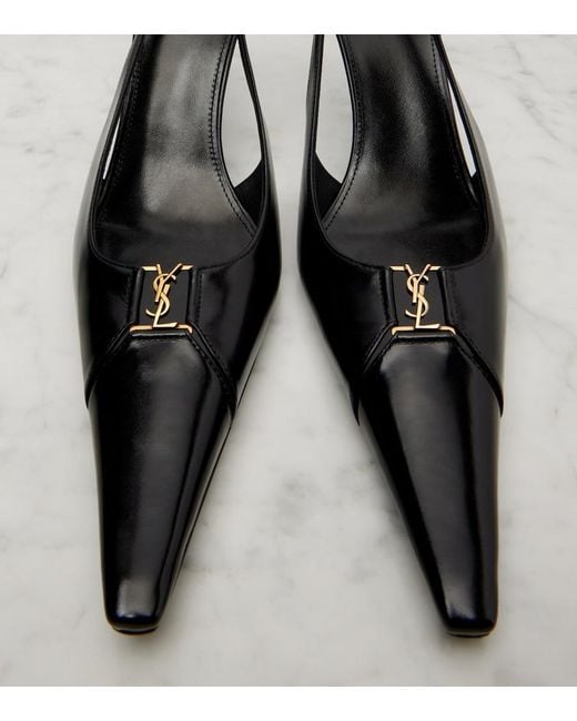 Saint Laurent Black Babylone Breteuil 75 Slingback Pumps