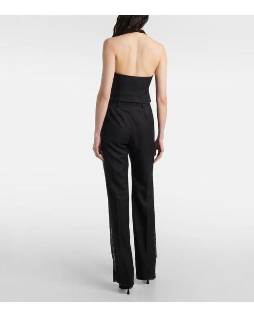 Nina Ricci Black Lace-Trimmed Halterneck Vest