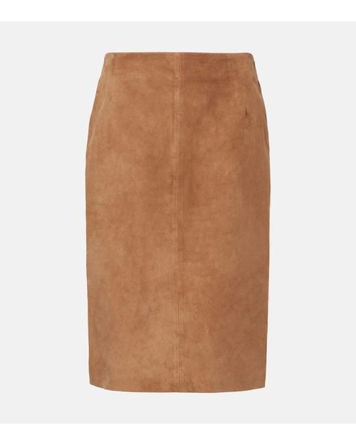 Nour Hammour Brown Lady Suede Pencil Skirt