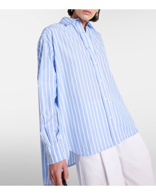 Frankie Shop Blue Georgia Striped Cotton-blend Shirt
