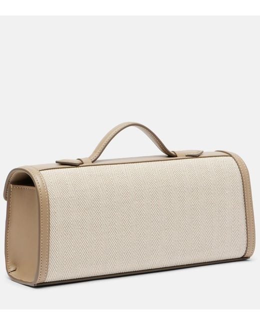 SAVETTE Natural Slim Symmetry Leather-Trimmed Tote Bag