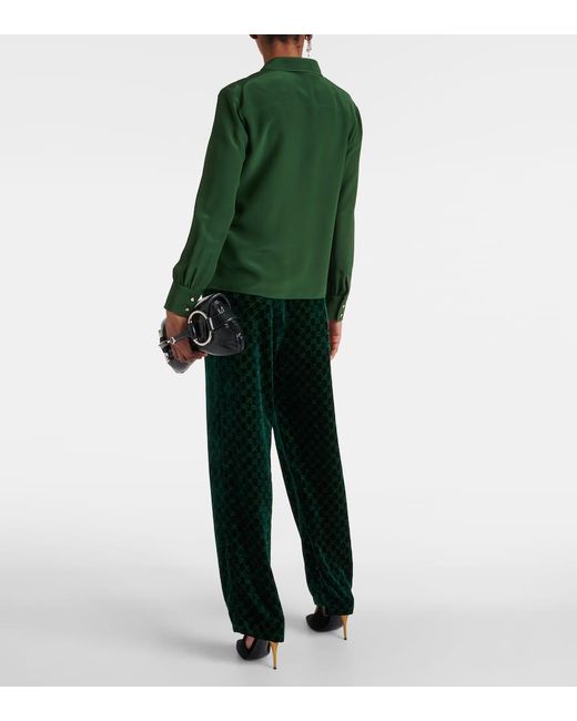 Camicia in seta crepe de chine di Gucci in Green