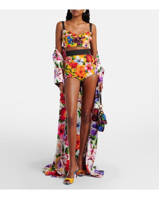 Dolce & Gabbana Multicolor Floral Silk-Blend Crop Top