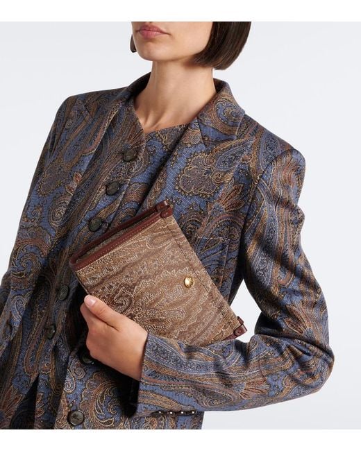 Etro Brown Arnica Small Coated Canvas Top Handle Bag