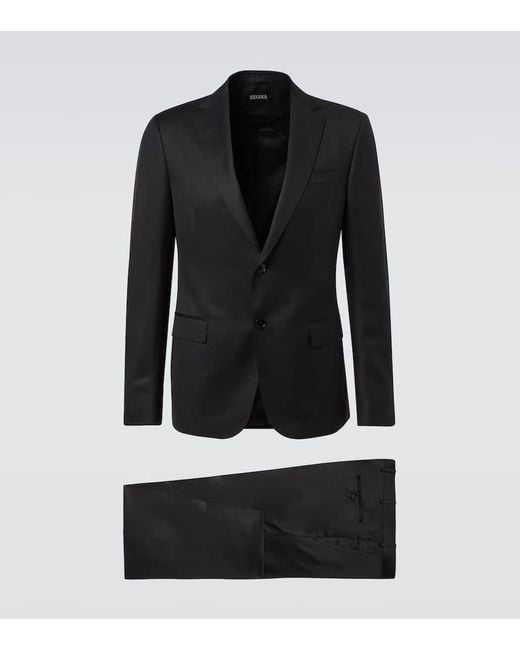 Zegna Black Wool And Mohair Suit for men