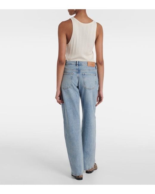 7 For All Mankind Blue Tess Mid-Rise Straight Jeans