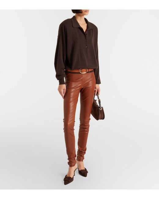 Stouls Brown Carolyn Leather Slim Pants