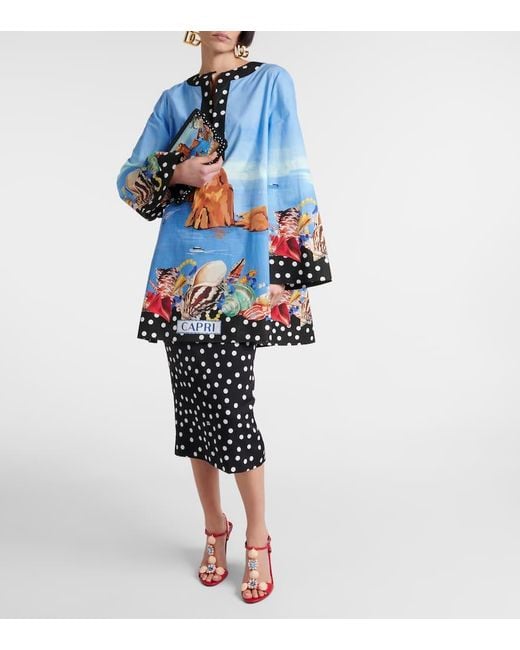 Dolce & Gabbana Blue Capri Printed Cotton Kaftan