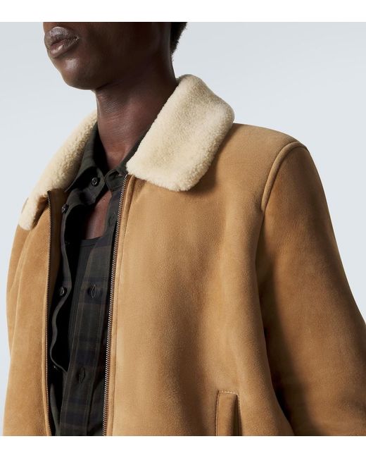 Saint Laurent Brown Shearling-Lined Suede Jacket for men