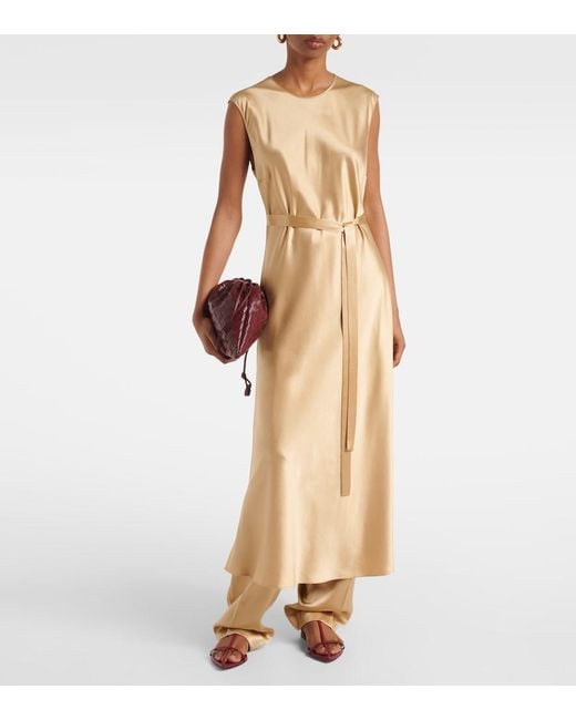 Robe Midi Garnier En Satin De Soie Joseph en coloris Natural