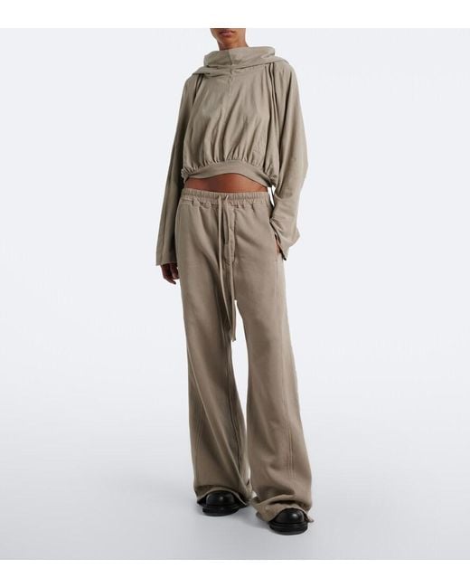 Rick Owens Green Drkshdw Cropped Cotton Jersey Hoodie