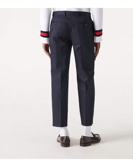 Pantaloni regular in twill di cotone di Gucci in Blue da Uomo