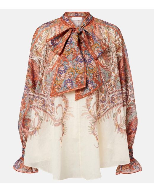 Zimmermann Multicolor Rhiannon Bow-Detail Paisley Blouse