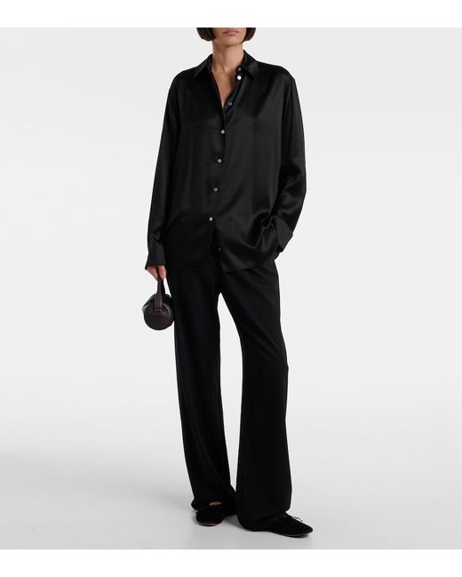 The Row Black Round Velvet Ballet Flats