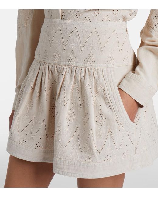 Isabel Marant Natural Kelise Broderie Anglaise Cotton Miniskirt