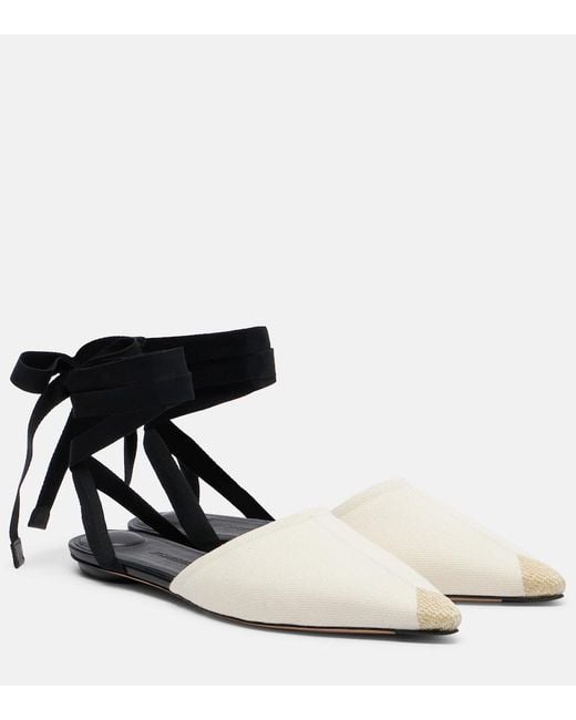 Jacquemus Black Embroidered Canvas Flats