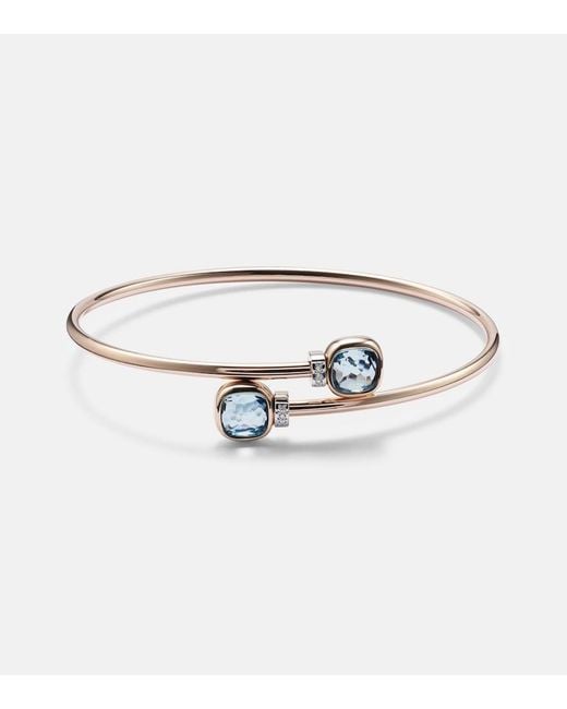 Pomellato White Nudo 18Kt Bangle With Diamonds And Topaz