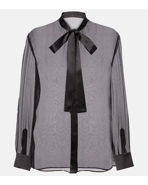 Dolce & Gabbana Gray Silk Chiffon Blouse