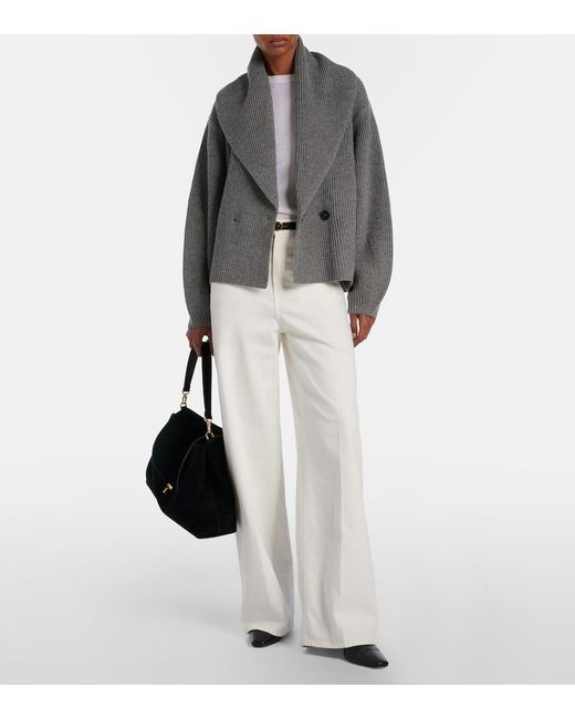 Totême Gray Wool-Blend Cardigan
