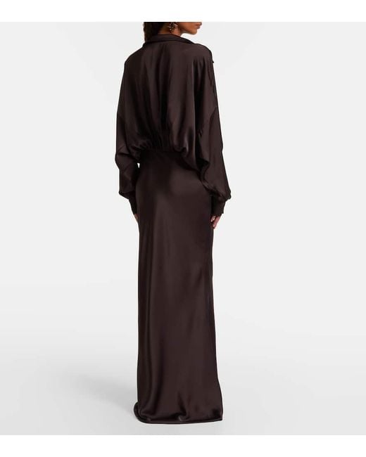 Norma Kamali Brown Robe Aus Satin