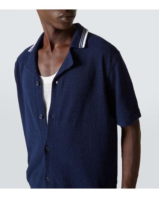 Orlebar Brown Blue Tiernan Cotton-Blend Boucle Shirt for men