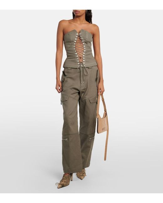 Dion Lee Green Mid-Rise Cotton Twill Cargo Pants