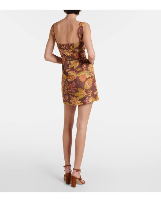 Sir. The Label Brown Floral Linen Minidress
