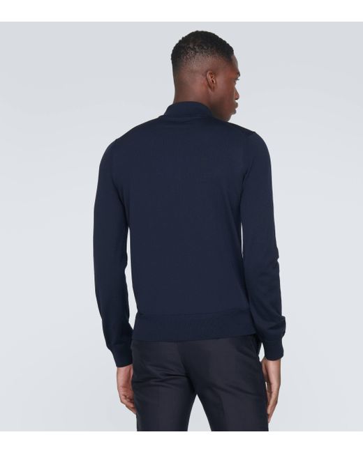 Tom Ford Blue Wool Polo Sweater for men