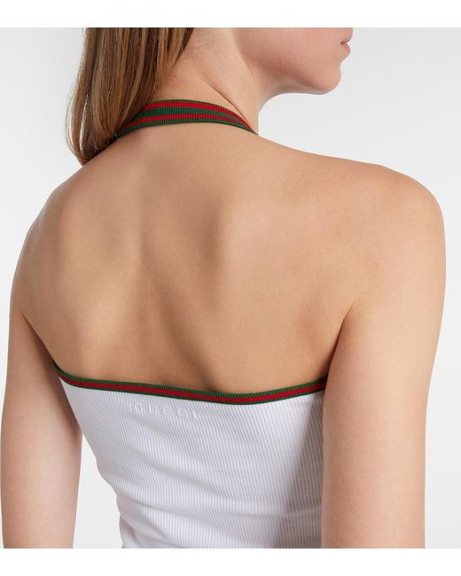 Gucci White Heavy Cotton Rib Tank Top