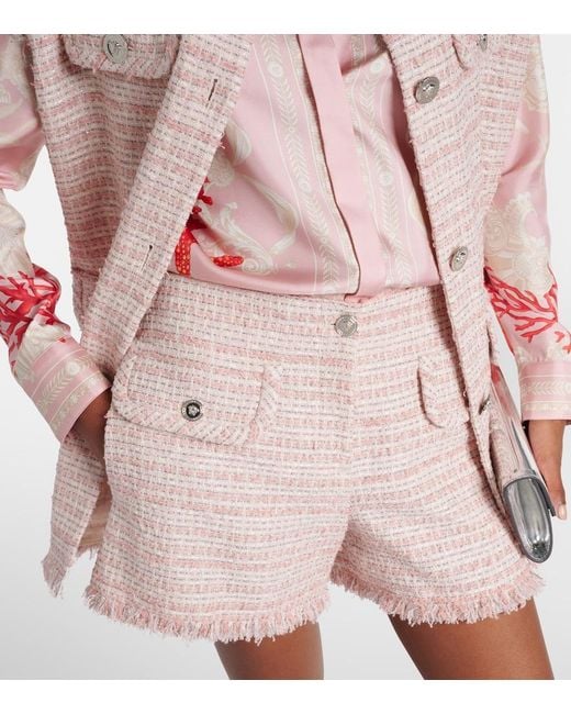 Versace Pink Fringed Tweed Shorts